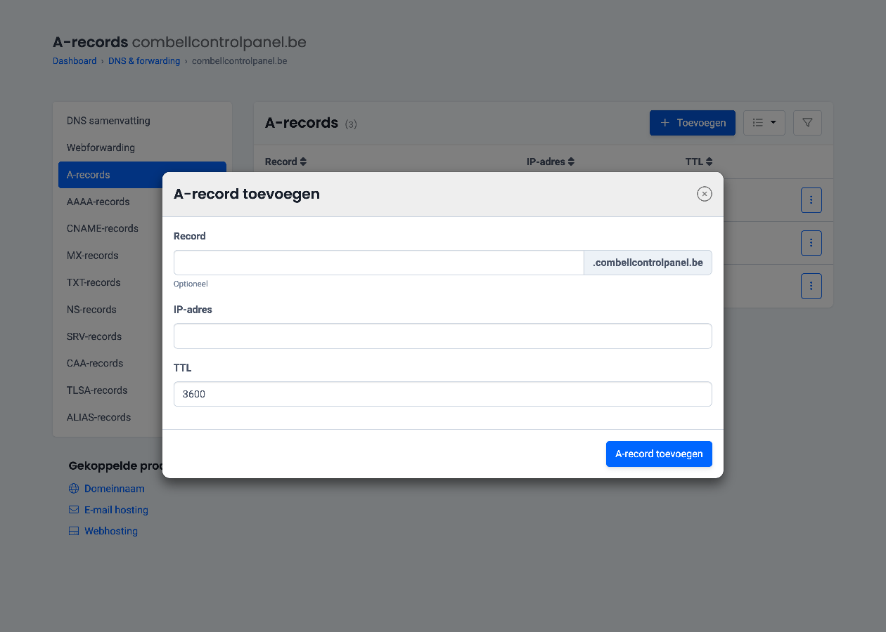 DNS-records instellen