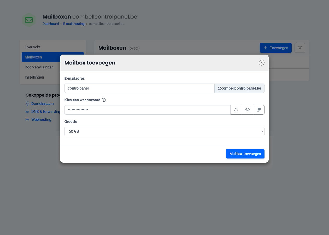 Maak mailboxen aan