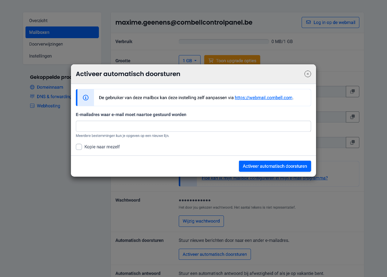 Doorverwijzing op je mailbox
