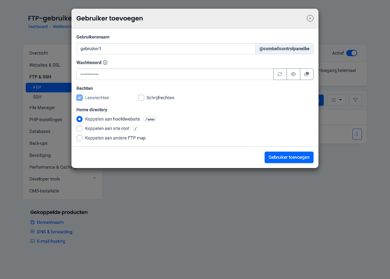 FTP-gebruikers aanmaken