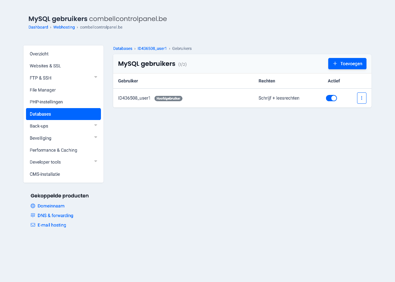Beheer de gebruikers per database