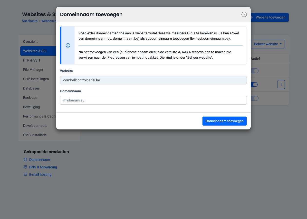 Zet meerdere websites op je pakket