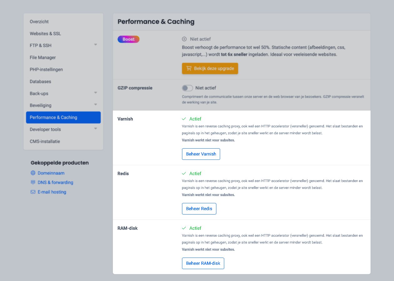 Activeer caching