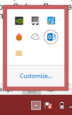 Outlook icoontje in systeembalk