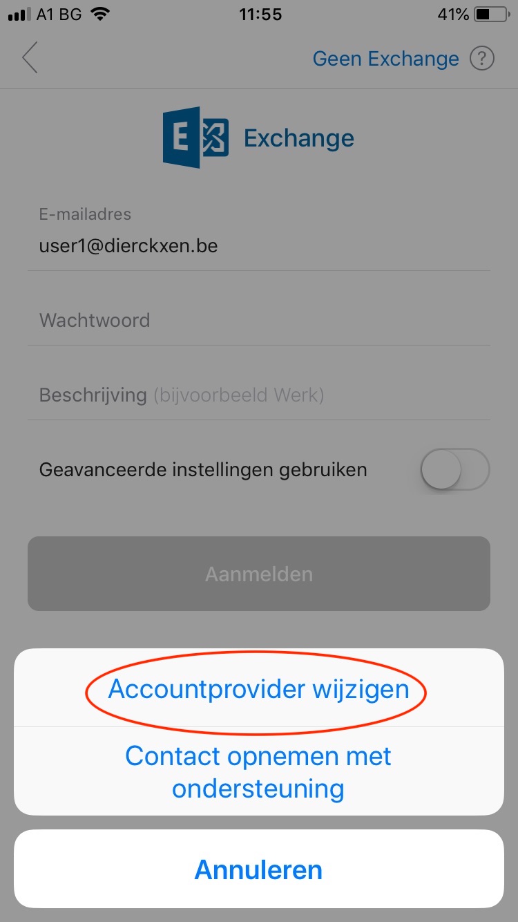 accountprovider wijzigen