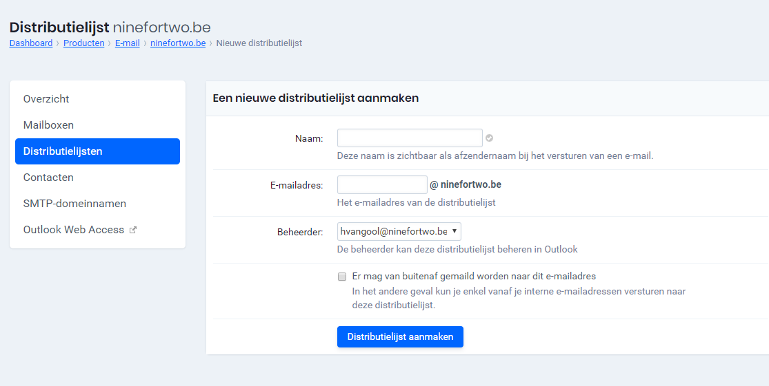 Distributielijst aanmaken
