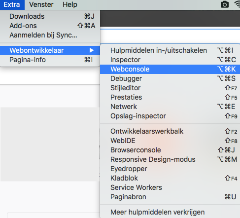 Extra >> Webontwikkelaar >> Webconsole