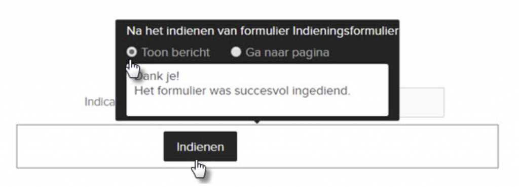 formulier actie na indienen