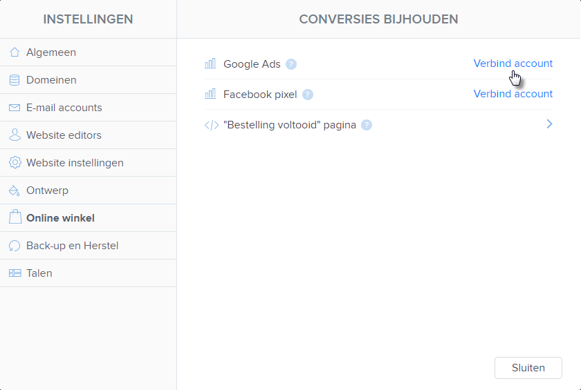 conversies bijhouden sitebuilder